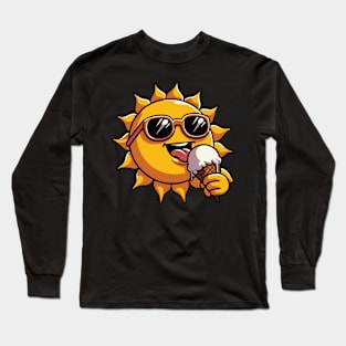 Sun Eating Ice Cream Summer Long Sleeve T-Shirt
